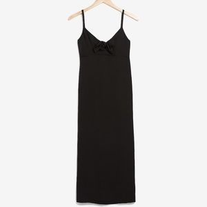 EXPRESS Black Tie-Front Midi Silky Slip Dress S NWT
